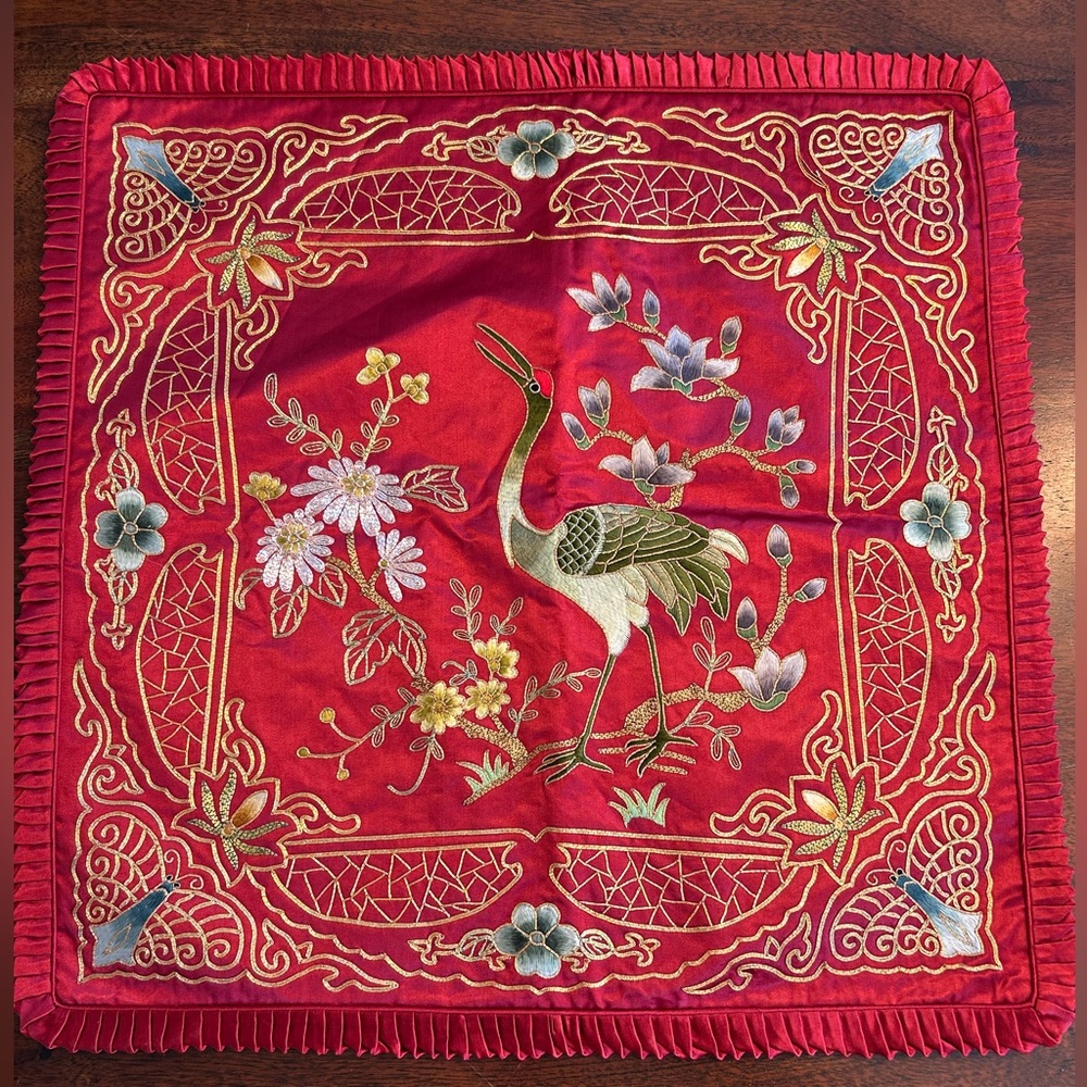 Vintage Golden Cloud Silk Embroidered Large Pillow Case